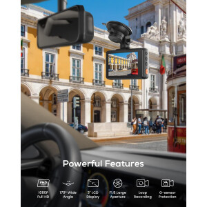 iZEEKER GD100 Dashcam Auto 1080P 3 Zoll LCD 170° Weitwinkel Nachtsicht G-Sensor