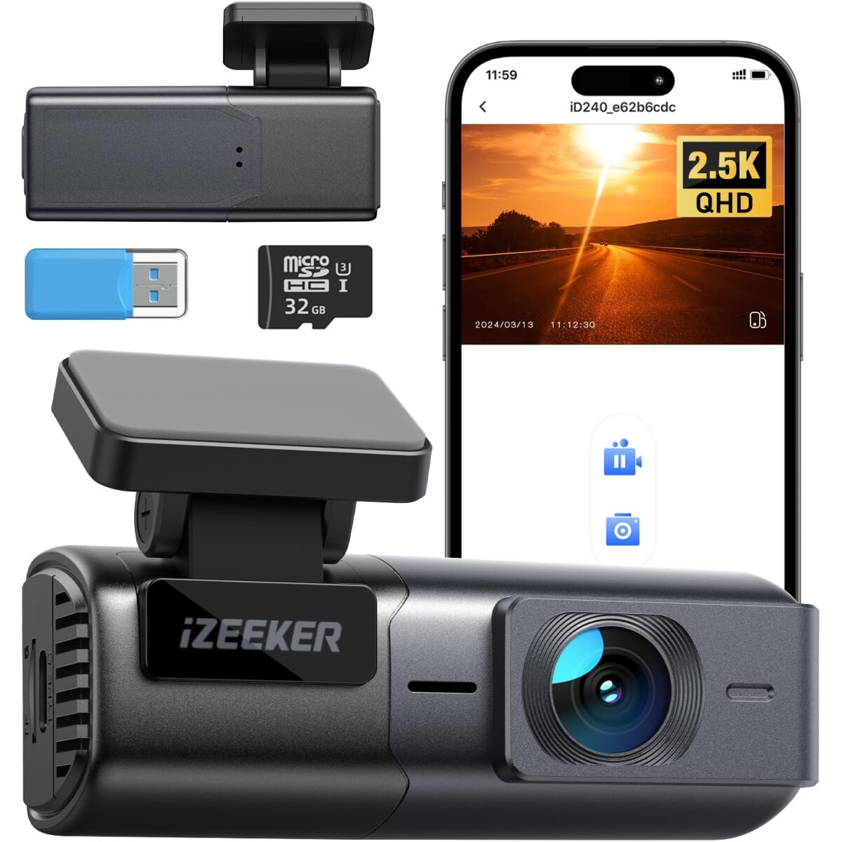iZEEKER iD240 Dashcam Auto WiFi APP Steuerung 2,5K 170° 