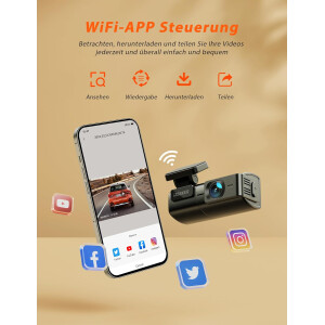 iZEEKER iD240 Dashcam Auto WiFi APP Steuerung 2,5K 170° Weitwinkel G-Sensor