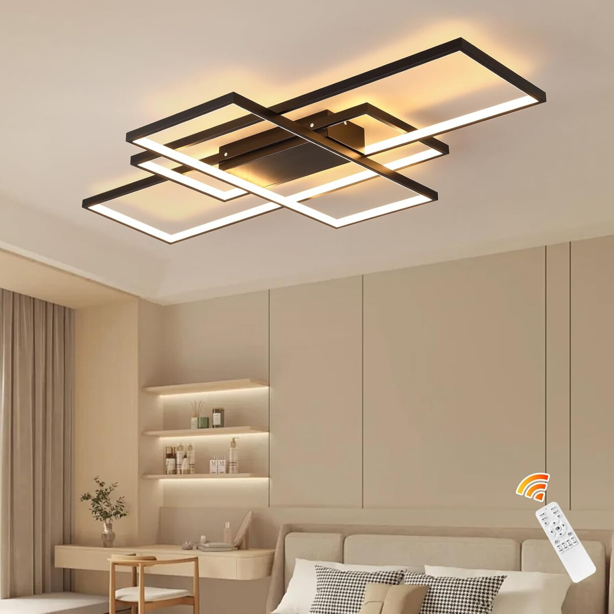 Dimmbare LED Deckenleuchte 3 Quadrate Modern Fernbedienung W