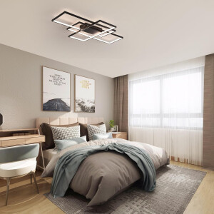 Dimmbare LED Deckenleuchte 3 Quadrate Modern Fernbedienung Wohnzimmer Küche