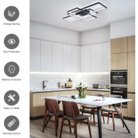 Dimmbare LED Deckenleuchte 3 Quadrate Modern Fernbedienung Wohnzimmer Küche