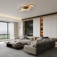 Dimmbare LED Deckenleuchte 3 Quadrate Modern Fernbedienung Wohnzimmer Küche