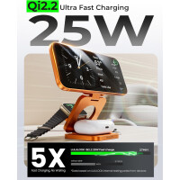 LULULOOK 3in1 Qi2.2 25W Ladegerät Faltbar iPhone Watch Ohrhörer Orange