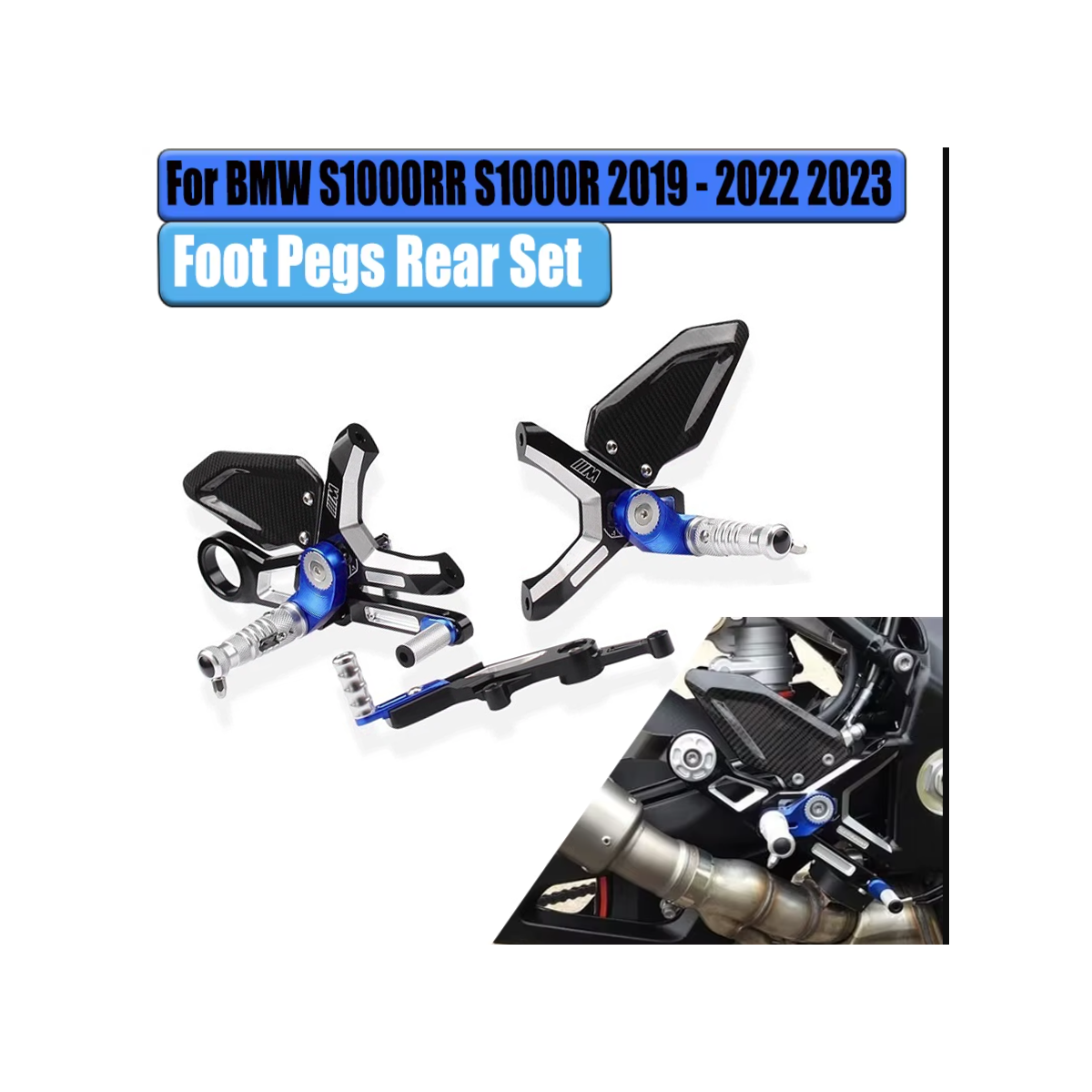 Carbon CNC Rear Footrest + Pedal Set für BMW S1000RR S1