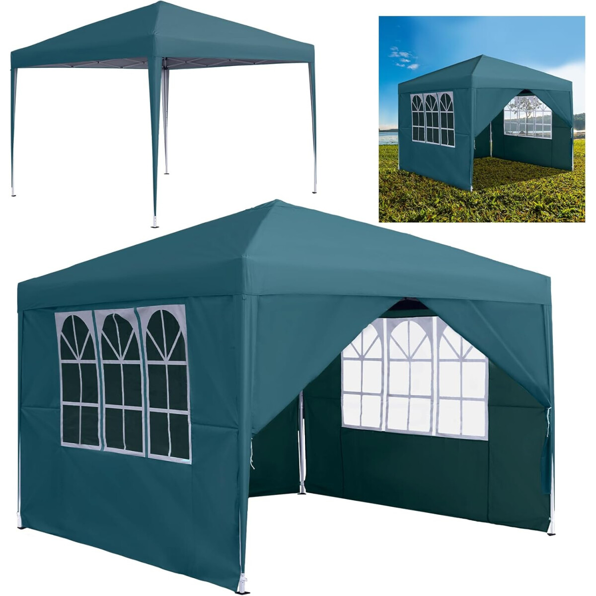 LARS360 Faltpavillon 3x3m Garten Pavillon Dunkelgrün mi