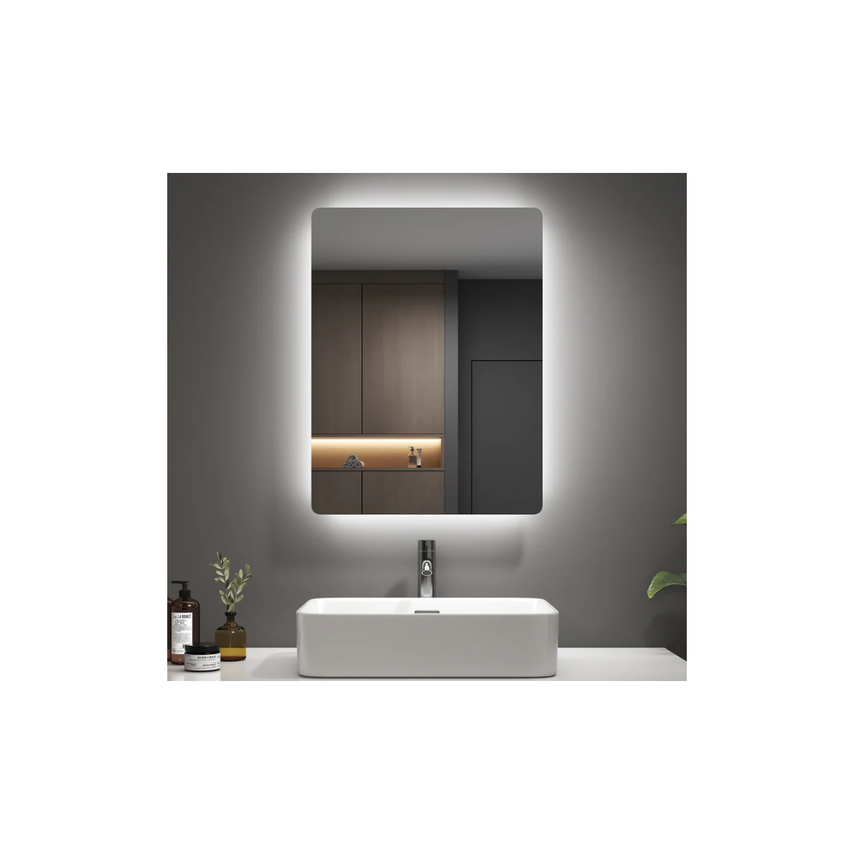 LED Badezimmerspiegel LM09G2D 60x45 Spiegelheizung LED Beleu