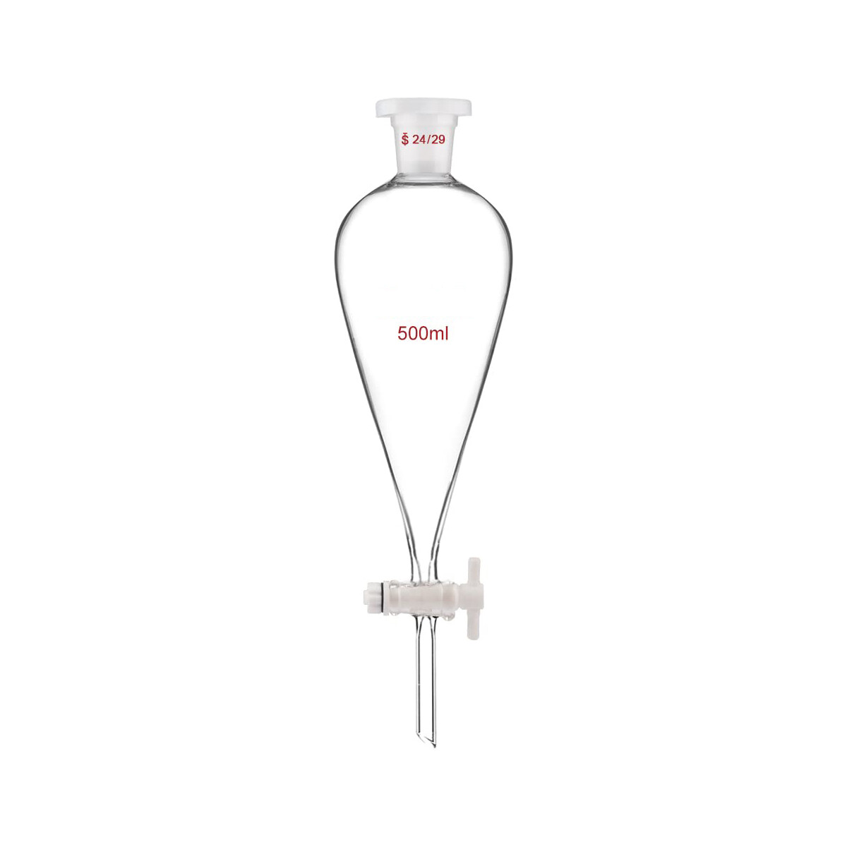 QWORK 500ml Scheidetrichter Glas Labortrichter Absperrhahn B