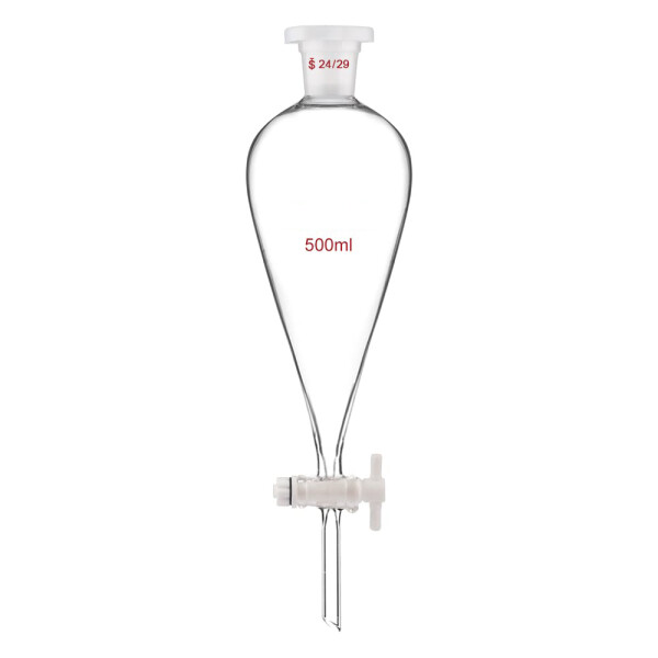 QWORK 500ml Scheidetrichter Glas Labortrichter Absperrhahn Borosilikat