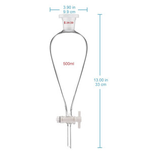 QWORK 500ml Scheidetrichter Glas Labortrichter Absperrhahn Borosilikat