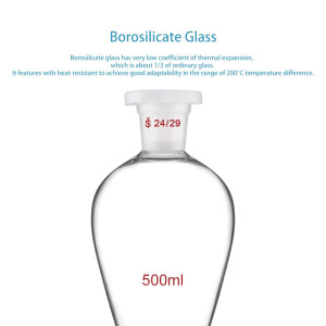 QWORK 500ml Scheidetrichter Glas Labortrichter Absperrhahn Borosilikat