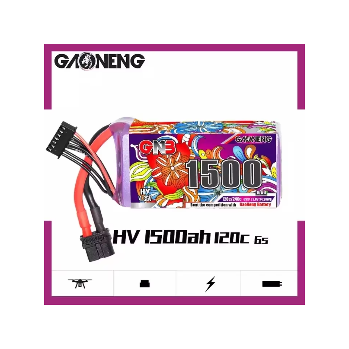 GAONENG GNB 1500mAh 6S 22.8V 120C LiHV LiPo Akku RC FPV Droh