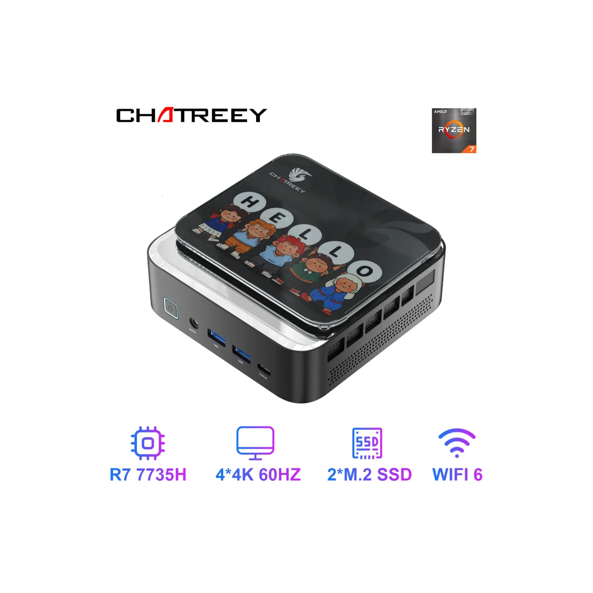 Chatreey AN3P Mini PC R7 7735HS Gaming D box