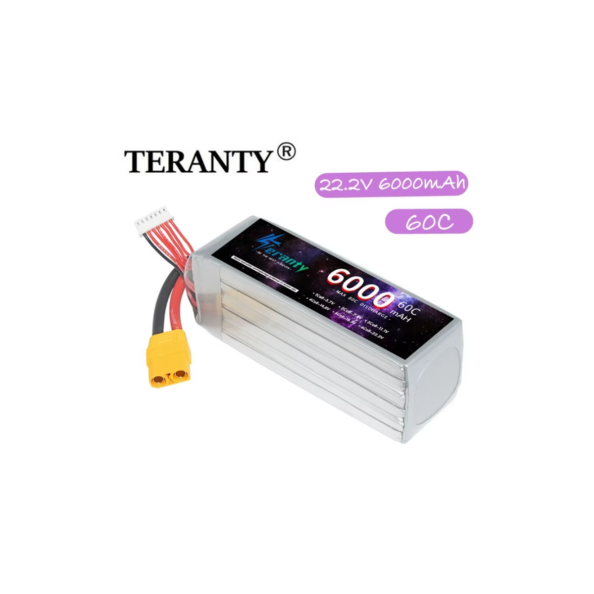 Teranty 6000mAh 6S 22.2V 60C RC Lipo Bat box
