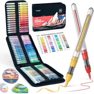 JusArt Acryl Marker Set 48 Farben Dual Tip Paint Pens Canvas Tasche DIY