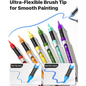 JusArt Acryl Marker Set 48 Farben Dual Tip Paint Pens Canvas Tasche DIY