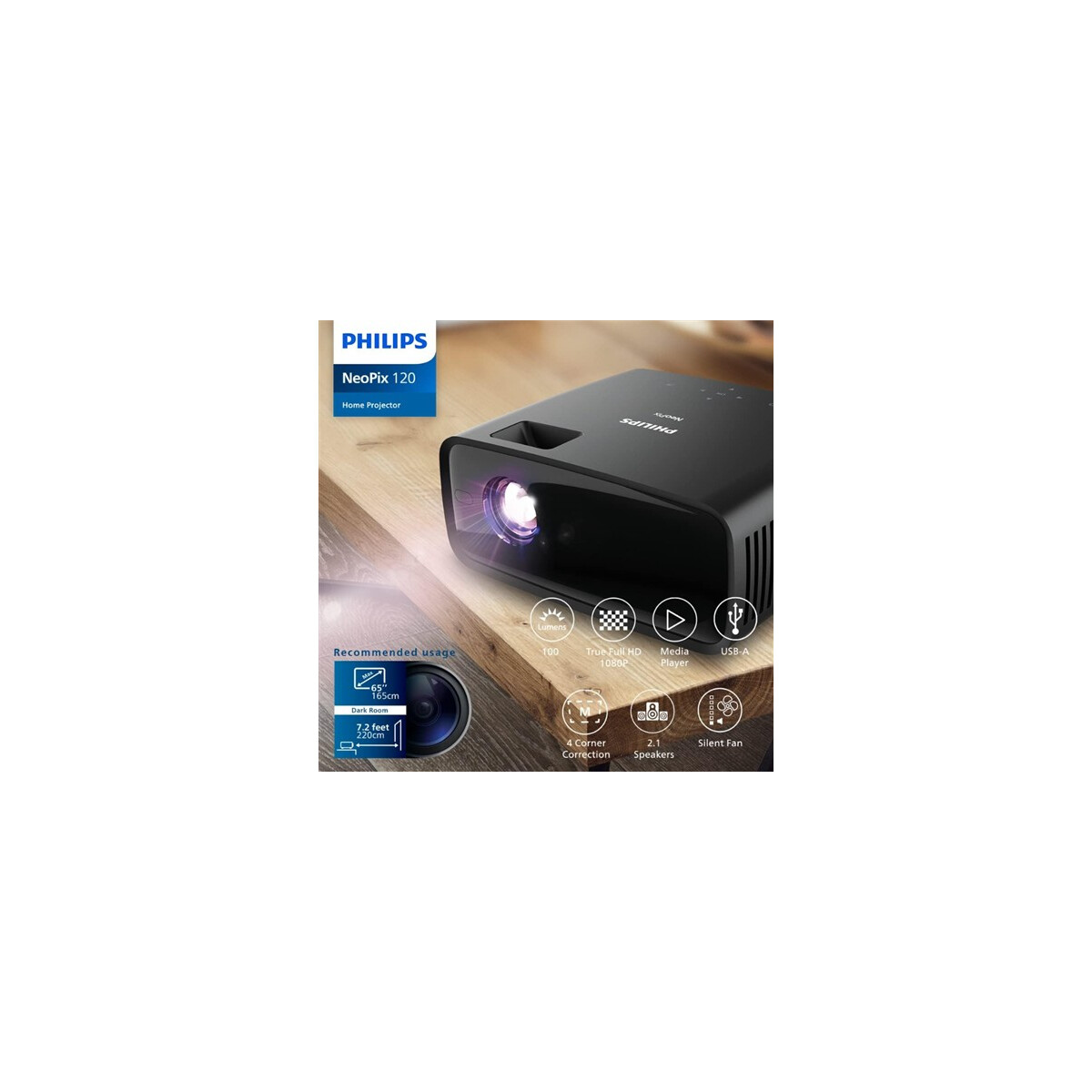 Philips NeoPix 120 Beamer HD 250 ANSI Bluetooth Heimkino LED