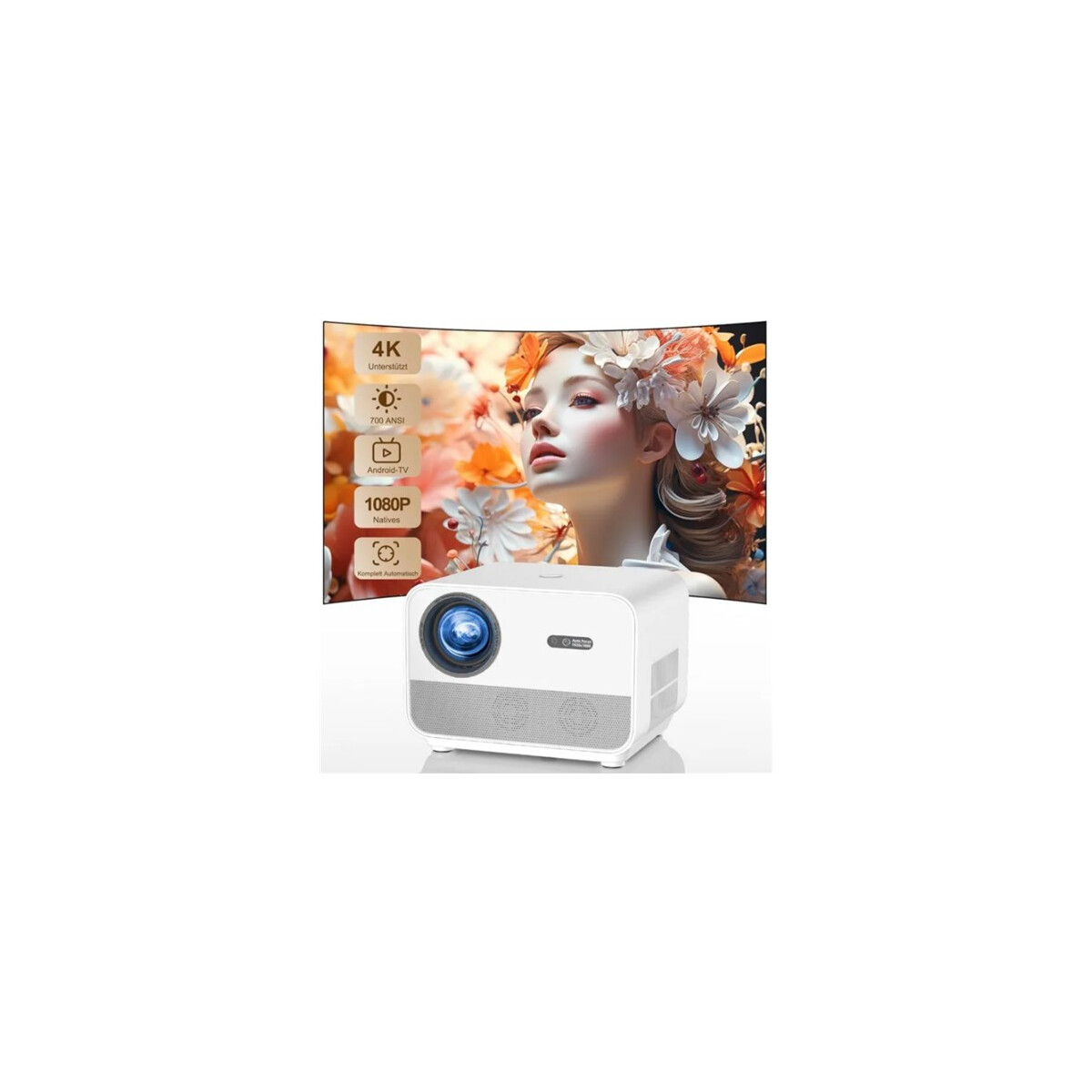FunFlix A1 Full HD Beamer 1080P 4K Support Android WLAN Blue