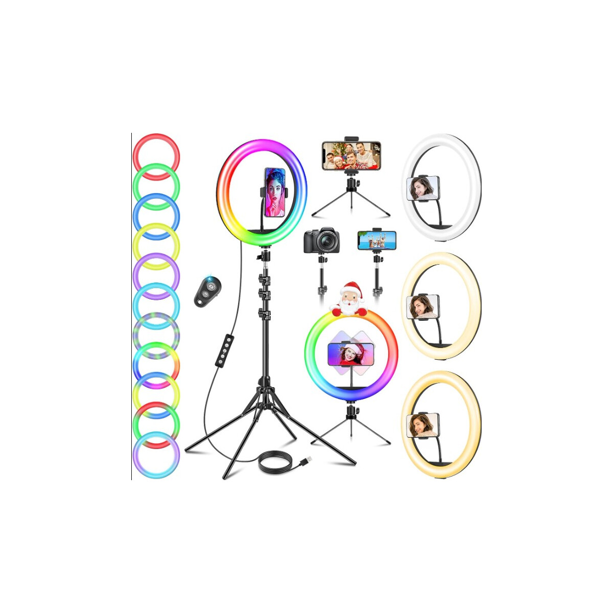 12 6 Zoll RGB Ringlicht mit Stativ LED Selfie Licht Handy Ka