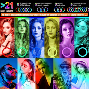 12 6 Zoll RGB Ringlicht mit Stativ LED Selfie Licht Handy Kamera MJ33