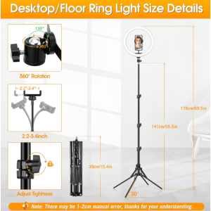 12 6 Zoll RGB Ringlicht mit Stativ LED Selfie Licht Handy Kamera MJ33