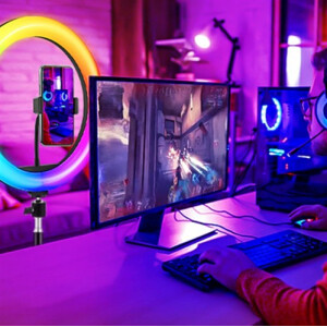 12 6 Zoll RGB Ringlicht mit Stativ LED Selfie Licht Handy Kamera MJ33