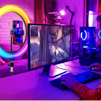 12 6 Zoll RGB Ringlicht mit Stativ LED Selfie Licht Handy Kamera MJ33