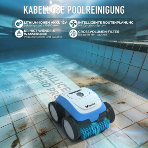 Aquallice Leopard Pro Poolroboter Akku Bodenreiniger Pool Cleaner Kabellos - Inklusive Original-Akku – sofort einsatzbereit