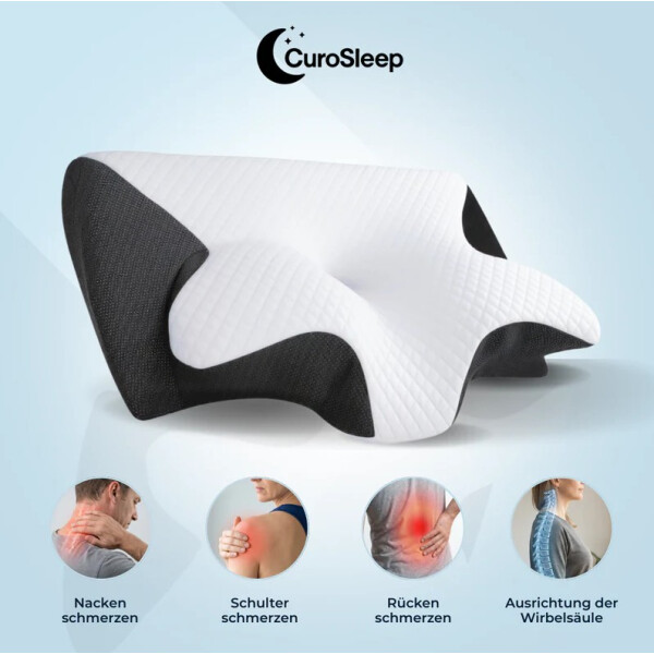CuroSleep Schlafkissen Orthopädisch Nackenstützkissen Soft Black Komfort