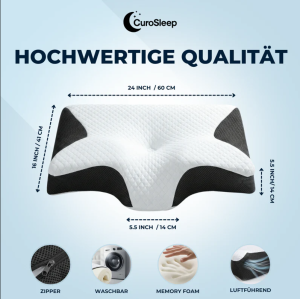 CuroSleep Schlafkissen Orthopädisch Nackenstützkissen Soft Black Komfort