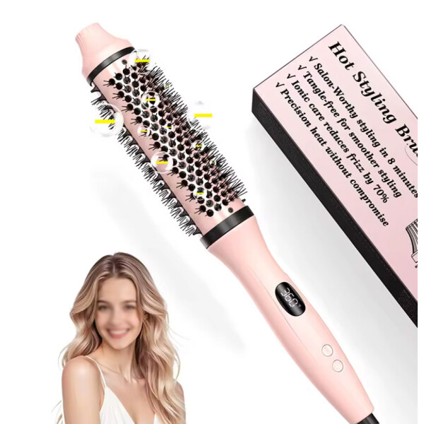 BOPCAL 3in1 Heißluftbürste 38mm Ionen Haarstyler Anti Frizz Pink
