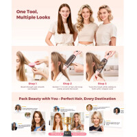 BOPCAL 3in1 Heißluftbürste 38mm Ionen Haarstyler Anti Frizz Pink