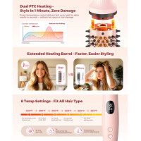 BOPCAL 3in1 Heißluftbürste 38mm Ionen Haarstyler Anti Frizz Pink