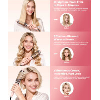 BOPCAL 3in1 Heißluftbürste 38mm Ionen Haarstyler Anti Frizz Pink