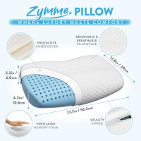 Zymme Memory Foam Nackenkissen 57x33x11 Ergonomisch Weiß