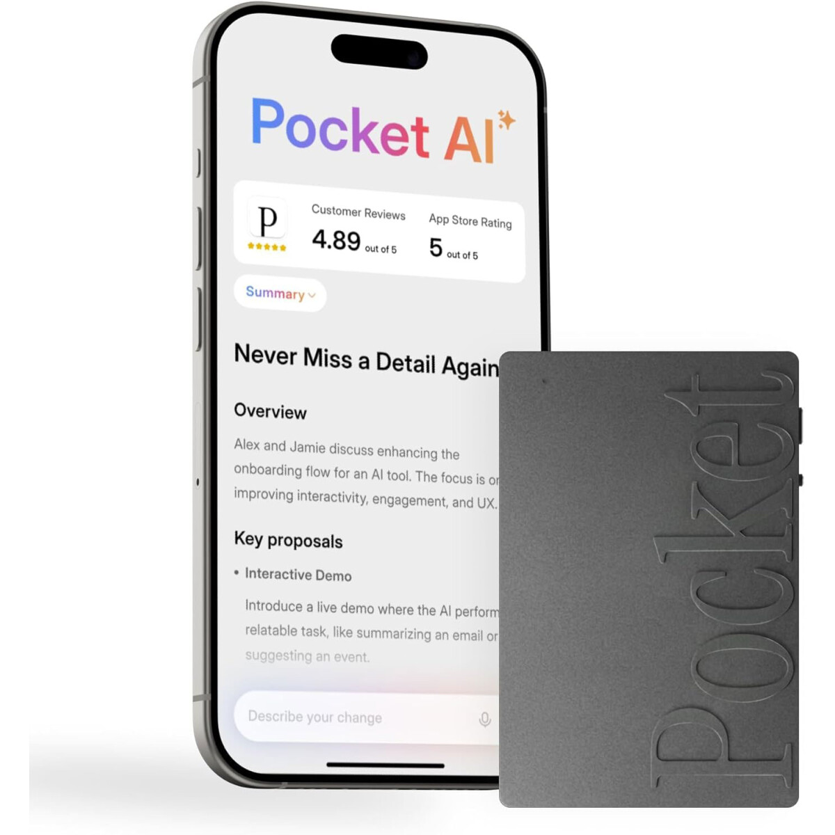 HeyPocket PKT01 KI Voice Recorder Mini Smartphone Space Grey
