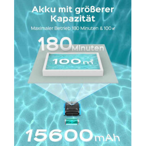 Winny 800 Poolroboter Akku Pool Cleaner WLAN App bis 180 Min 100m²