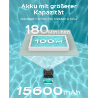 Winny 800 Poolroboter Akku Pool Cleaner WLAN App bis 180 Min 100m²