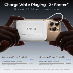 DOMARS MagSafe Powerbank 10000mAh 15W Wireless Apple Watch USB-C Schwarz