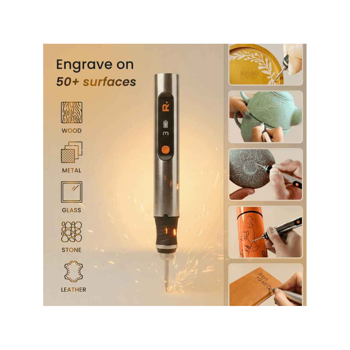 Resparked Gravurstift Set USB-C Gravur Pen mit 50 Bits DIY W