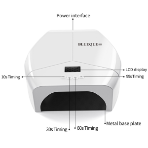BLUEQUE 268W UV LED Nagellampe Nageltrockner 57 LEDs Timer Sensor