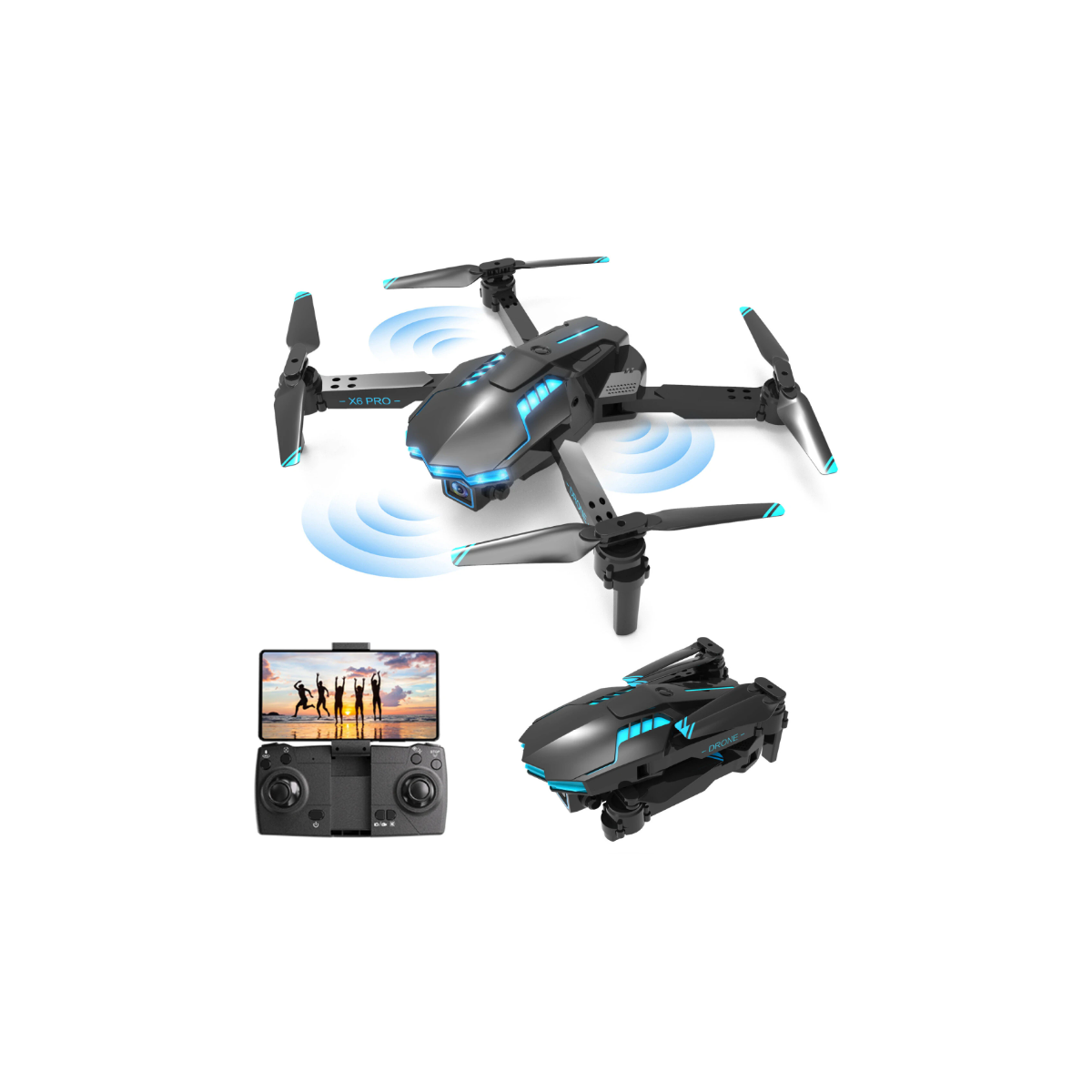 Drone X6 Folding Model 4K WiFi FPV Drohn box