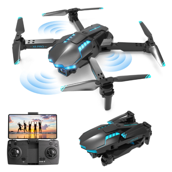 Drone X6 Folding Model 4K WiFi FPV Drohne Dual Kamera 2 Akkus
