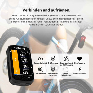 CooSpo CS600 GPS Fahrradcomputer Touchscreen Bluetooth ANT+ Navigation