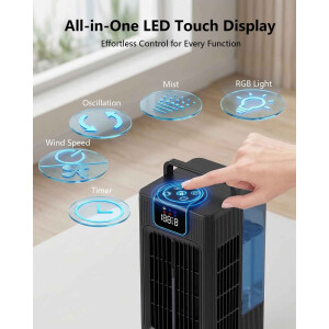 Mini Luftkühler 4in1 2000ml Wassertank 4 Stufen Timer Oszillation RGB