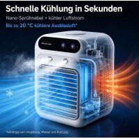 Mini Luftkühler 5200mAh Akku Tischventilator Luftbefeuchter 2 Stufen Weiß
