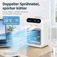 Mini Luftkühler 5200mAh Akku Tischventilator Luftbefeuchter 2 Stufen Weiß