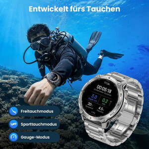 KOSPET TANK T3 Smartwatch Silber Herren Bluetooth Telefonie AMOLED
