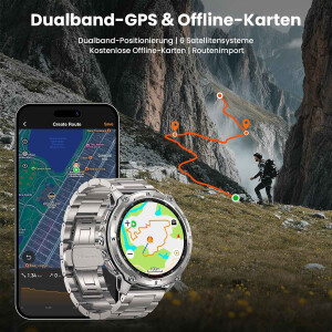 KOSPET TANK T3 Smartwatch Silber Herren Bluetooth Telefonie AMOLED