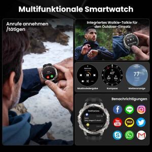 KOSPET TANK T3 Smartwatch Silber Herren Bluetooth Telefonie AMOLED